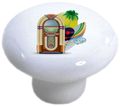 Set Of 2 Jukebox Ceramic Cabinet Drawer Pull Knobs 