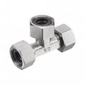 Uxcell Pipe Fitting Tee G1 2 Female Thread 3 Way T Shape Swivel Nut Hose Connector Adapter Nickel-plated Copper