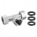 Uxcell Pipe Fitting Tee G1 2 Female Thread 3 Way T Shape Swivel Nut Hose Connector Adapter Nickel-plated Copper