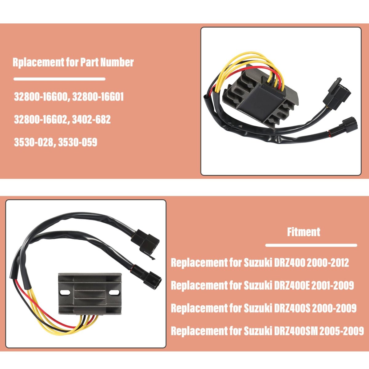 Regulator Rectifier Replacement For Suzuki Drz400 Drz400e Drz400s Drz400sm 2000-2012 32800-16g00 3402-682