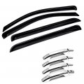 Sizver Smoked Window Visors Deflectors Handle Covers For 2014-2018 Chevrolet Silverado Gmc Sierra 1500 2500 3500 