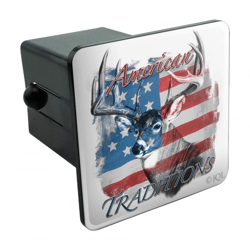 Deer Usa Flag American Traditions Hunting Tow Trailer Hitch Cover Plug Insert