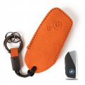 Kiniva Leather New Car Key Fob Cover For 2023 Bmw I7 X5 X7 Xi7 Serieschain Remote Key I7 Orange 