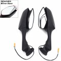 Httmt- Black Rear View Mirrors W Turn Signals Compatible With Kawasak Ninja Zx10r 2011-2015 H2 2014-2015 P N Mt252-036-bk