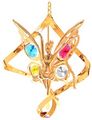 24k Gold Plated Hanging Sun Catcher Or Ornament Fairy Holding Ribbon With Mixed Color Swarovski Austrian Crystalsin A Spiral 