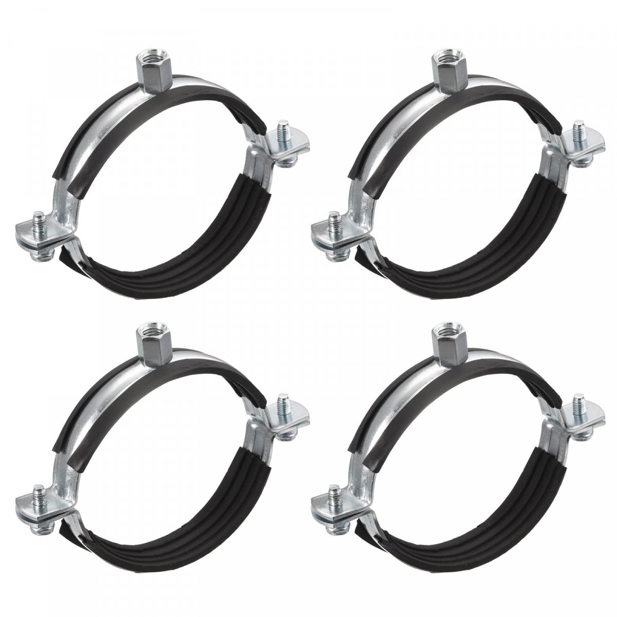 90mm Rigid Pipe Strap Clamps Carbon Steel Bracket Tube Clip M8 M10 Nut Size For Water 4 Pcs