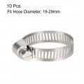 Uxcell 19-29mm Gear Hose Clamp 304 Stainless Steel Fuel Line 10 Pcs