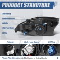 Fo2503171 Factory Style Halogen Headlight Lamp For Ford Focus 2000-2002 Passenger Right Side Chrome Housing