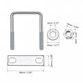 Uxcell Square U-bolts 2 50mm Inner Width Carbon Steel M8 With Nuts Frame Plate Round Washers Set