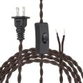 16 4ft 18 2 Twisted Cloth Covered Lamp Cord Vintage Fabric Electrical Wire With Switch Button And Plug Stripped Ends Ready For 
