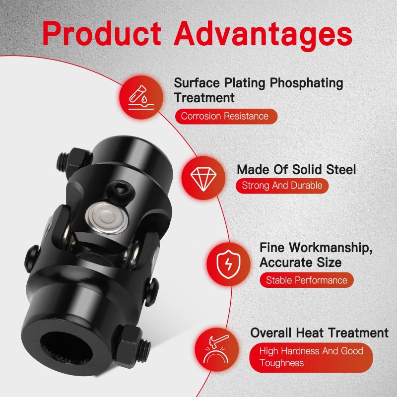 Single Universal Steering U Joint 5 8 36 Spline X 3 4 Dd 40cr Alloy Steel With Premium Needle Bearing Nickel Finish Vehicle
