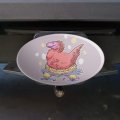 Feathered Tyrannosaurus Rex Dinosaur Nesting With Babies Oval Tow Trailer Hitch Cover Plug Insert