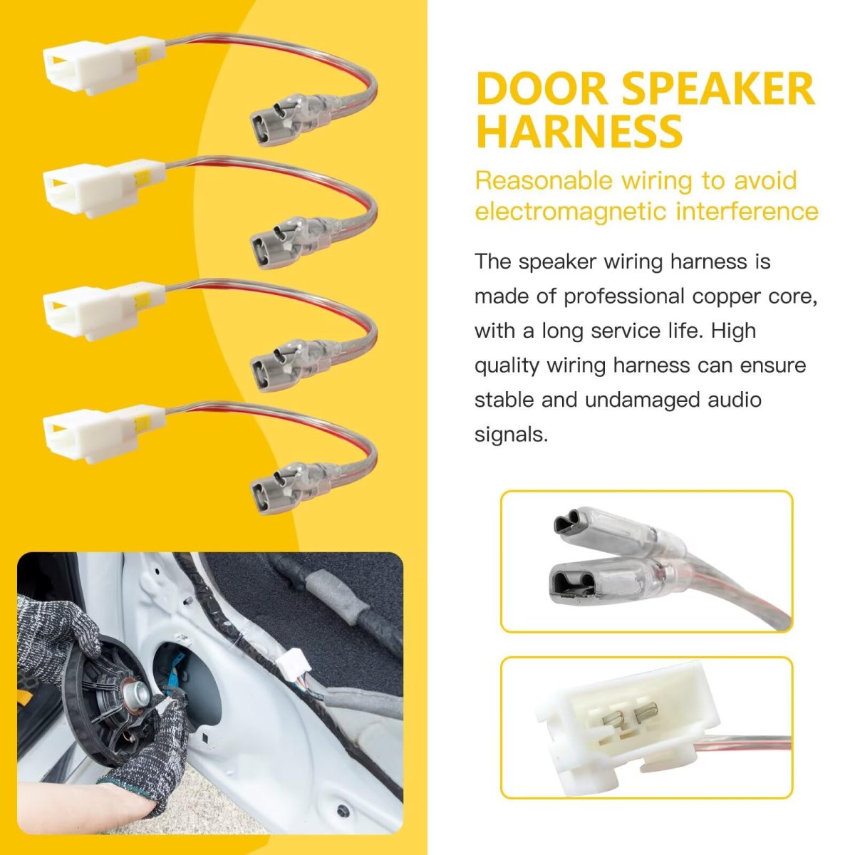 4pcs Car Door Speaker Wiring Harness Adapter Connector Plug Replacement Fit For 2014-2018 Mitsubishi Mirage 2002-2008 Montero