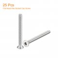 Uxcell 10-24x2 Flat Countersunk Head Socket Cap Screws 25pcs 304 Stainless Steel Hex Full Thread Bolts