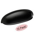Cosmas 7712fb Flat Black Cabinet Hardware Bin Cup Drawer Handle Pull 3 Hole Centers 10 Pack 