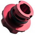 Vms Racing Red Oil Cap With Real Black Carbon Fiber Emblem In Cnc Machined Billet Aluminum Compatible Chevy Chevrolet Corvette