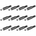 12pcs Dc Male Connector 5 5mm X 2 9mm Power Cable Jack Adapter Black 