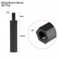 Uxcell M3x25mm 6mm Male-female Hex Nylon Pcb Motherboard Spacer Standoff For Fpv Drone Quadcopter Computer Circuit Board Black