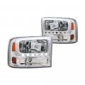 Tlaps 7422438022059 For 1999-2004 Ford F250 F350 F450 F550 Superduty 2000-2004 Excursion Chrome Housing Headlights With Led 