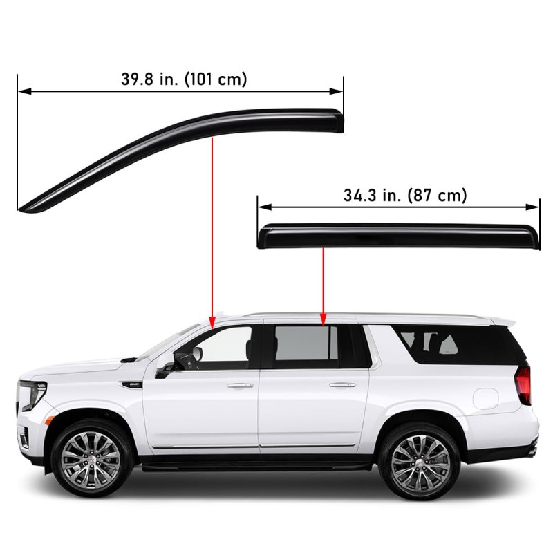 Lightronic Wv94716 Outside-mount Side Window Visors Deflector Vent Rain Guard Dark Smoke Shatterproof Auto Shade 4-pieces Set
