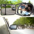 2 Pieces Black Car Towing Mirror Clip On Side Extension 360 Degree Rotation Adjustable Dual View Tow For Truck Auto