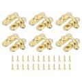 6 Pcs Vintage Lock Clasp 37 X 42mm Mini Swing Arm Latch Right Hook Hasp With Screws For Jewelry Box Suitcase Toolbox Wooden 