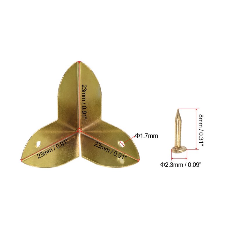 23x23x23mm Metal Box Corner Protectors Edge Guard Gold Tone 24pcs