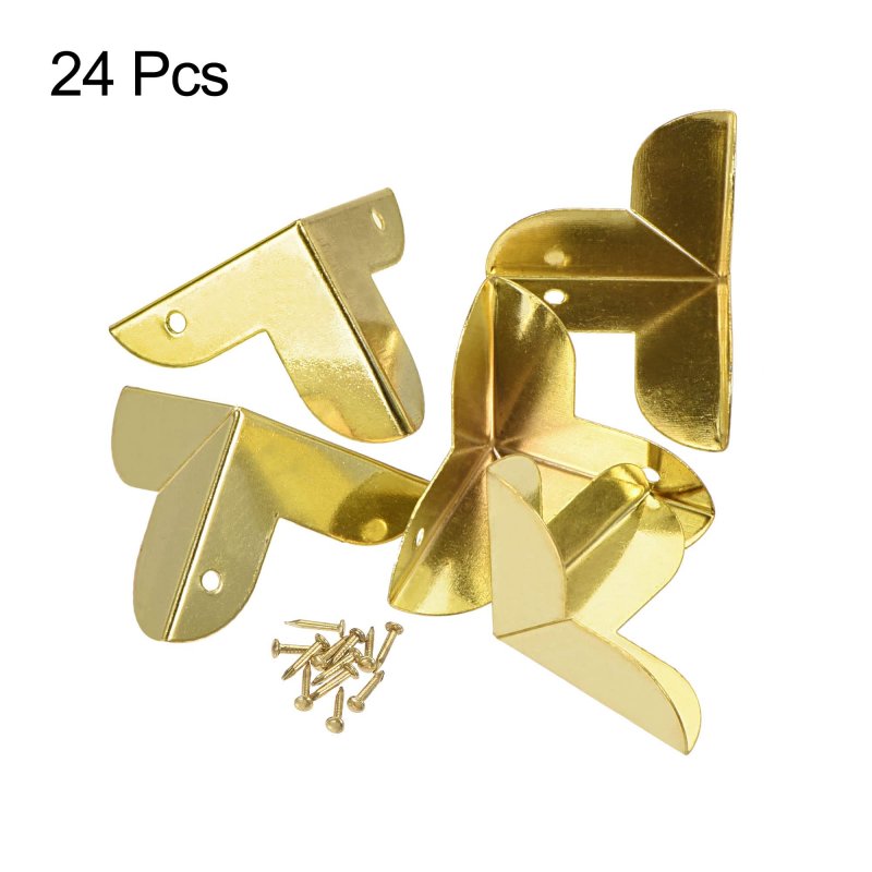 23x23x23mm Metal Box Corner Protectors Edge Guard Gold Tone 24pcs