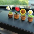 Zcargel Car Plant Ornament Woven Sunflower Flower Pots White Tulip Rose Flowers Pink Beautiful Simulation Universal For Home