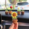 Zcargel Car Plant Ornament Woven Sunflower Flower Pots White Tulip Rose Flowers Pink Beautiful Simulation Universal For Home