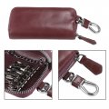 Leather Car Key Fob Case Holder Smart Keychain Protector Cover With Metal Hook Universal For Men And Women Purple 