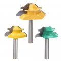 3 Piece 45 Degrees Drawer Lock Miter Router Bit Set 1 In Shank Woodworking Cutter For 2 5 8 4 Cutting Stock Joint Milling Bits 