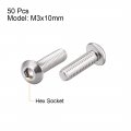 Uxcell M3x10mm Machine Screws Hex Socket Round Head Screw 304 Stainless Steel Fasteners Bolts 50pcs