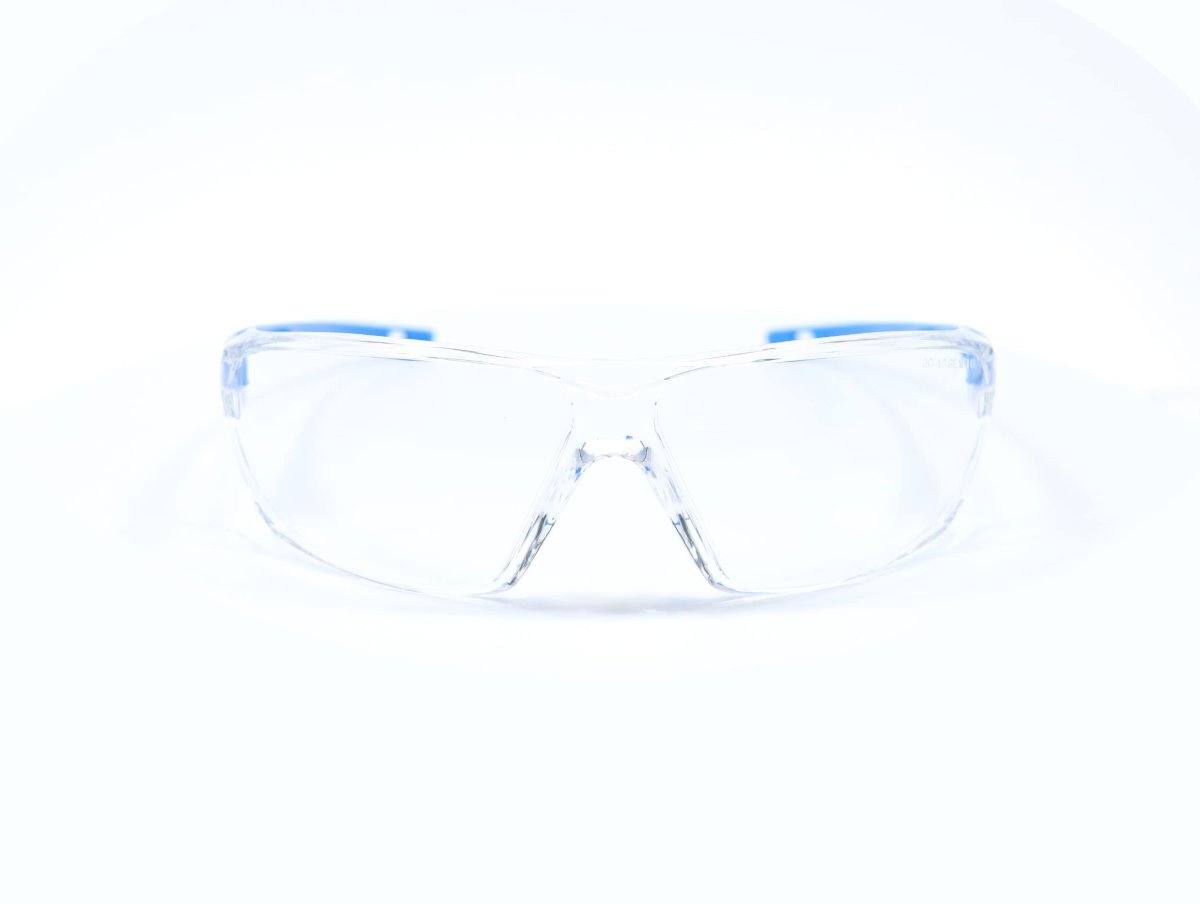 Ge103caf Safety Glasses 12 Pack Clear Anti Fog And Scratch Lens Ansi Z87 1 En 166 99 9 Percent Uv Protection Blue Frame One