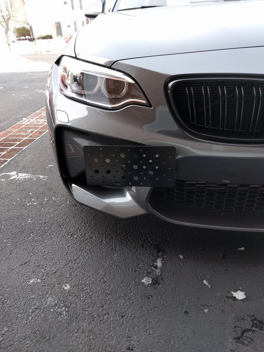 Front Bumper Tow Hook License Plate Mount Bracket For Bmw F87 M2 2016-2019 Holder Set W Unique Screw Bolts Black Caps Tag
