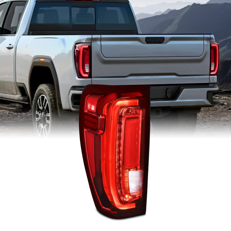 Driver Side Led Tail Light For 2019 2024 Gmc Sierra 1500 2500 Factory Model Only Red Clear Lens Black Housing Replacement