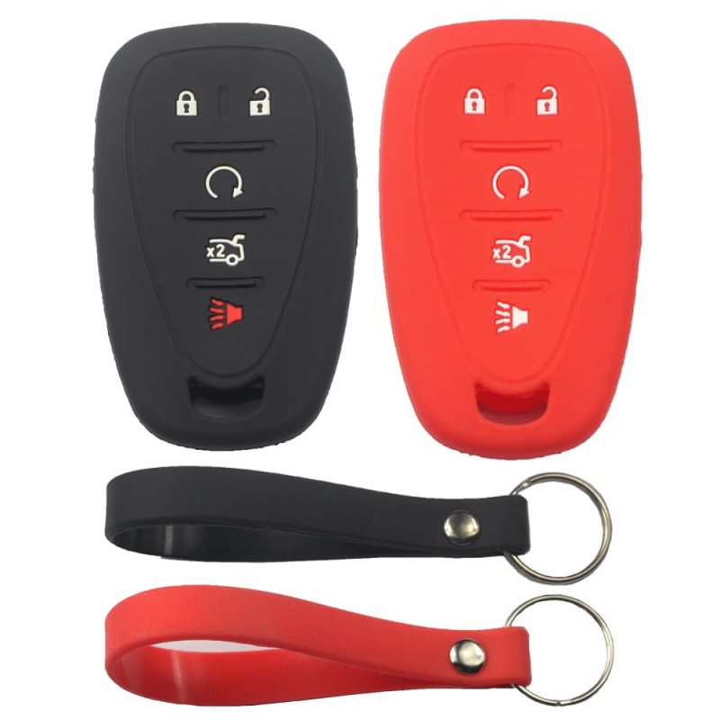 Kcpros 2pcs Rubber Silicone 5 Buttons Remote Smart Key Fob Cover Case Protector Keyless With Keychain For Chevrolet Traverse