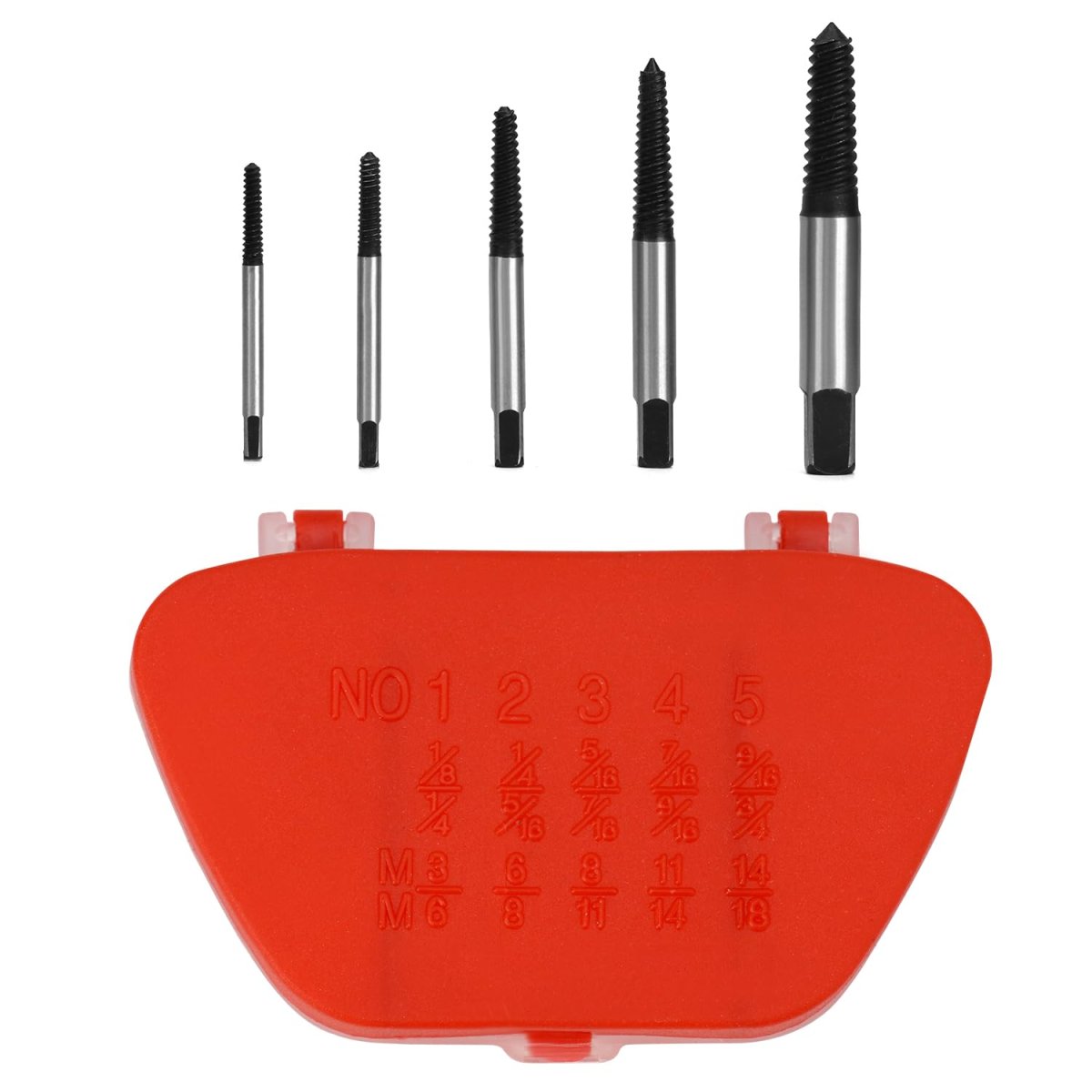 A 5 Pieces Screw Extractor Stud Bolt Break With Storage Box For Damaged Studs