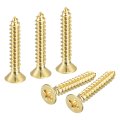 40pcs Brass Wood Screws M3 5 X 20mm Phillips Flat Head Self Tapping Woodworking Screw For Door Hinges Wooden Furniture Home 
