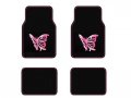 Front Rear Carpet Floor Mats Pink White Butterfly 