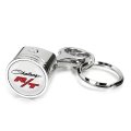 Dodge Challenger R T Classic Logo In White Chrome Finish Engine Piston And Rod Metal Key Chain