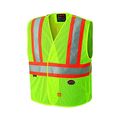 Pioneer High Vis Flame Resistant Vest A For Men And Women 3 Snap Button Front Mesh Reflective Tape Yellow Green 