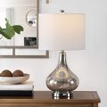 Safavieh Lighting Collection Brooks Silver Glass 24-inch Bedroom Living Room Home Office Desk Nightstand Table Lamp Led Bulb 