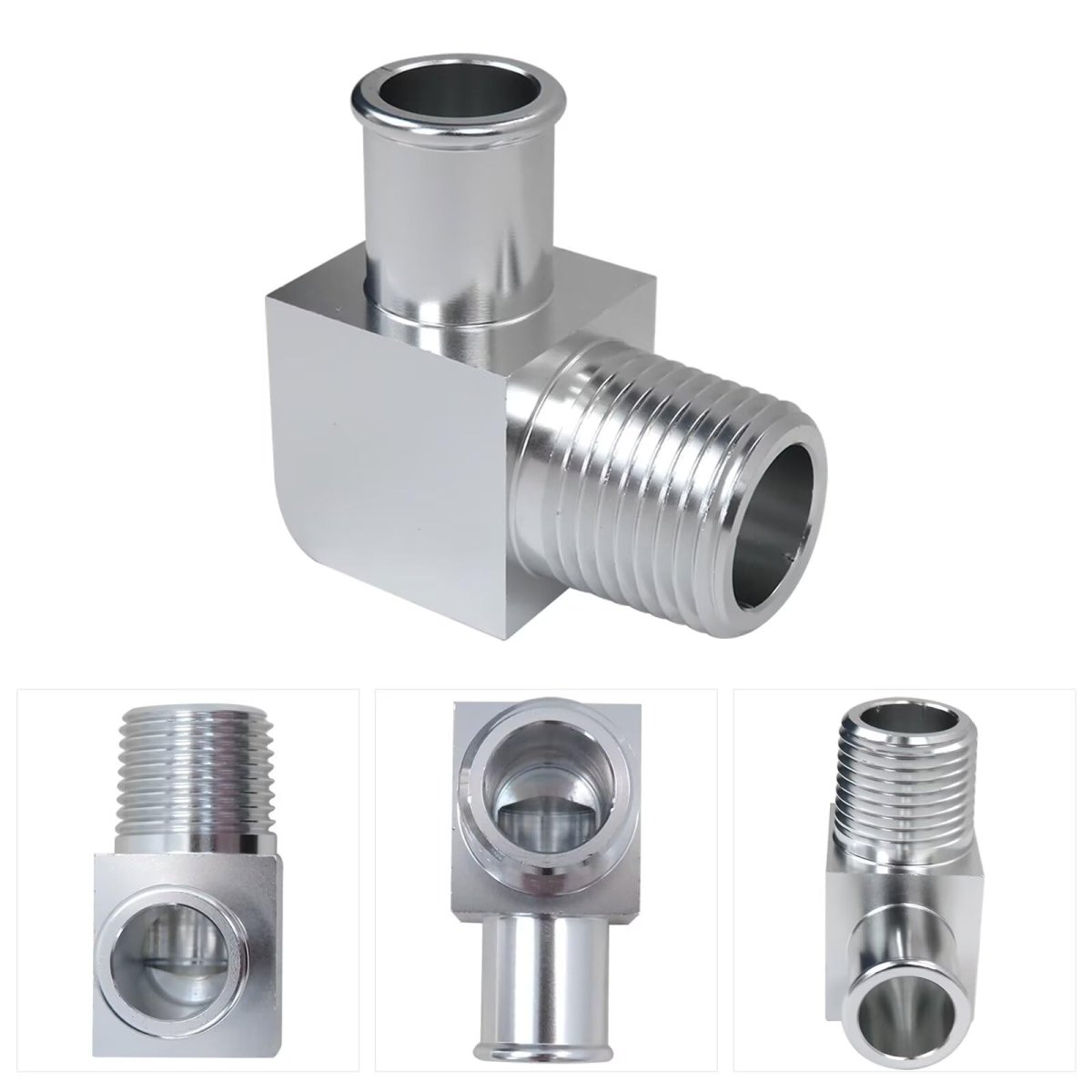 90 Degrees Heater Hose Fitting Chrome Intake Manifold Connector 5 8 To 1 2 In Npt Right Angle