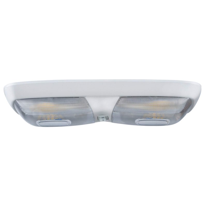 Rv 12v Led Double Dome Lighting Fixture With Switch Warm White 3200k Interior Lights Clear Lens And Housing 12 25 X 5 2 In 1