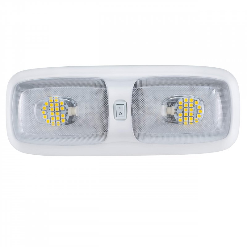 Rv 12v Led Double Dome Lighting Fixture With Switch Warm White 3200k Interior Lights Clear Lens And Housing 12 25 X 5 2 In 1