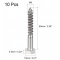 Uxcell Hex Lag Screws M8 X 60mm 304 Stainless Steel Half Thread Self-tapping Bolts For Wood Screw 10pcs