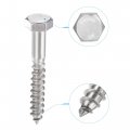 Uxcell Hex Lag Screws M8 X 60mm 304 Stainless Steel Half Thread Self-tapping Bolts For Wood Screw 10pcs