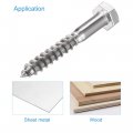 Uxcell Hex Lag Screws M8 X 60mm 304 Stainless Steel Half Thread Self-tapping Bolts For Wood Screw 10pcs