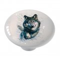 Gotham Decor Playful Wolf Drawer Knob Material High Gloss Ceramic Cabinet Knobs And Pulls For Home Kitchen Klimt Style 